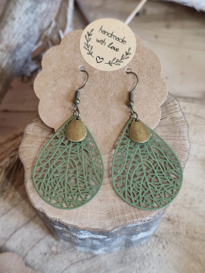 Linaé kaki - Boucles d'oreilles pastilles beiges