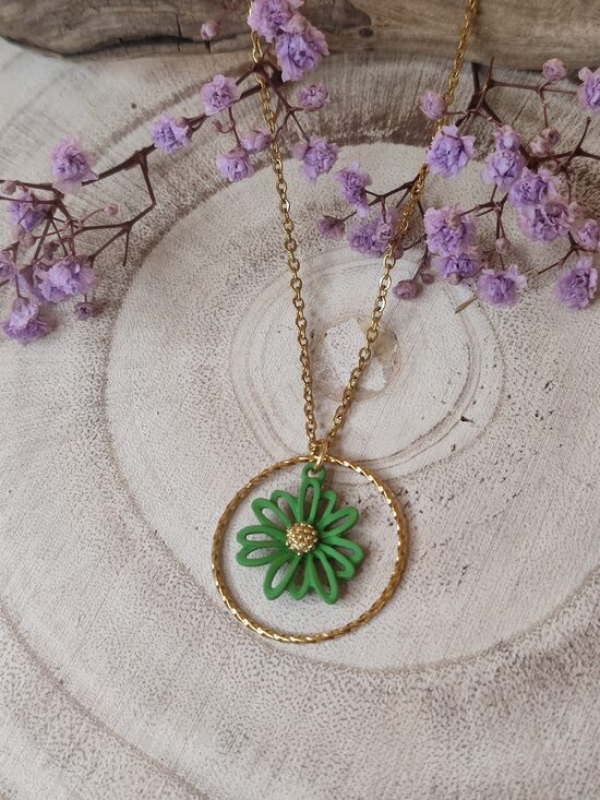 Collier fleur verte 💚