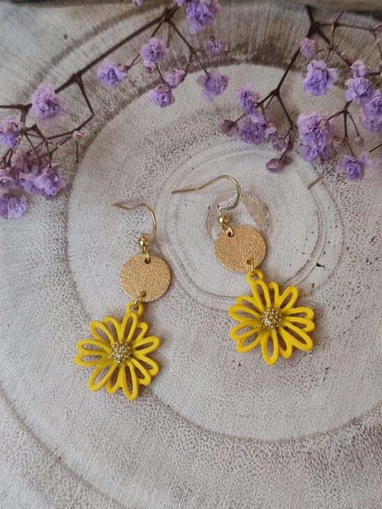 Boucles d'oreilles fleurs jaunes 💛