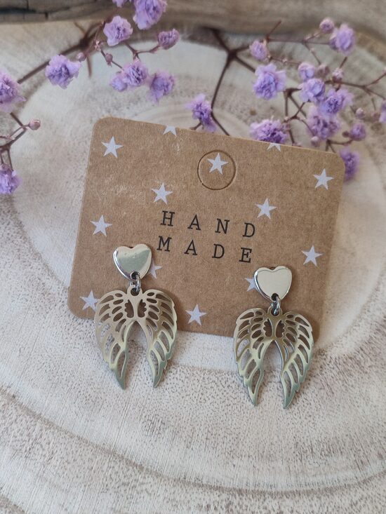 Boucles d'oreilles ailes d'ange acier inox argenté 🤍