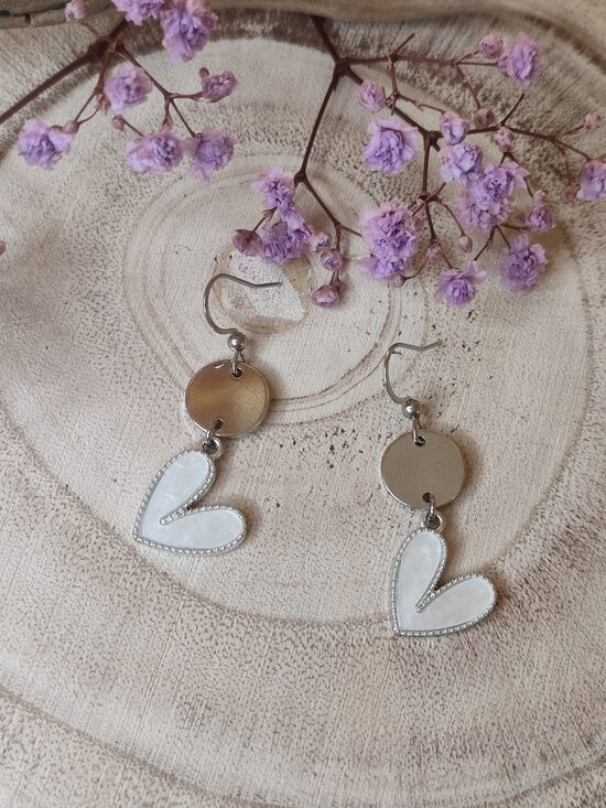 Boucles d'oreilles coeur 🤍 acier inox argenté réf.B461
