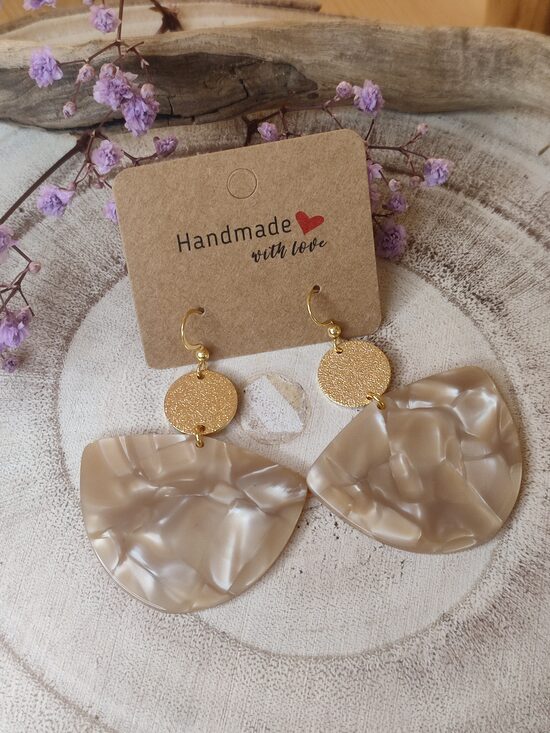 Boucles d'oreilles acier et acétate 🤎🤍