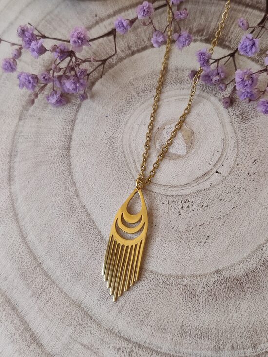 Collier en acier inox doré réf.C389