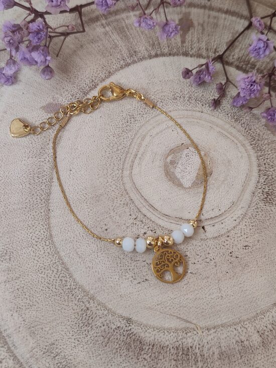 Bracelet acier inoxydable et ses perles blanches 🤍