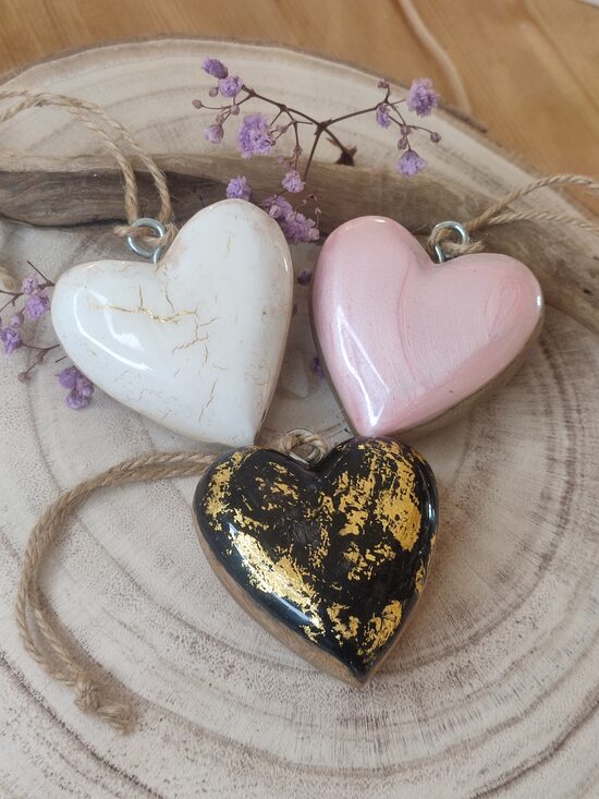 Lot de 3 coeurs décoratifs en bois 🩷 réf.P1023