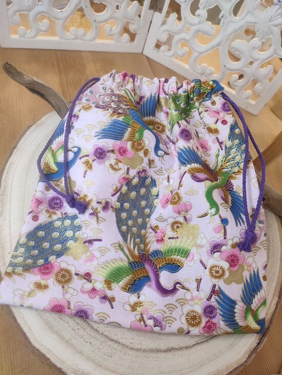 Grand pochon fait-main 🦚💜 réf.P1125