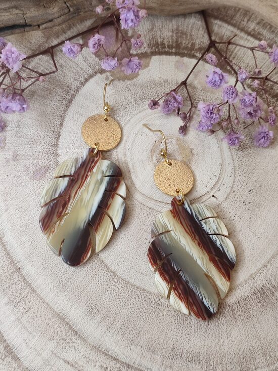 Boucles d'oreilles acier inox et résine 🤎