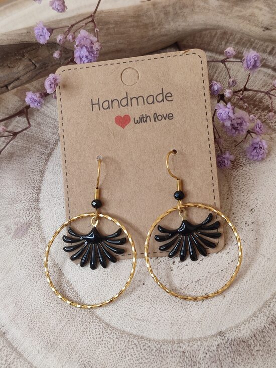 Boucles d'oreilles ginkgo noir 🖤