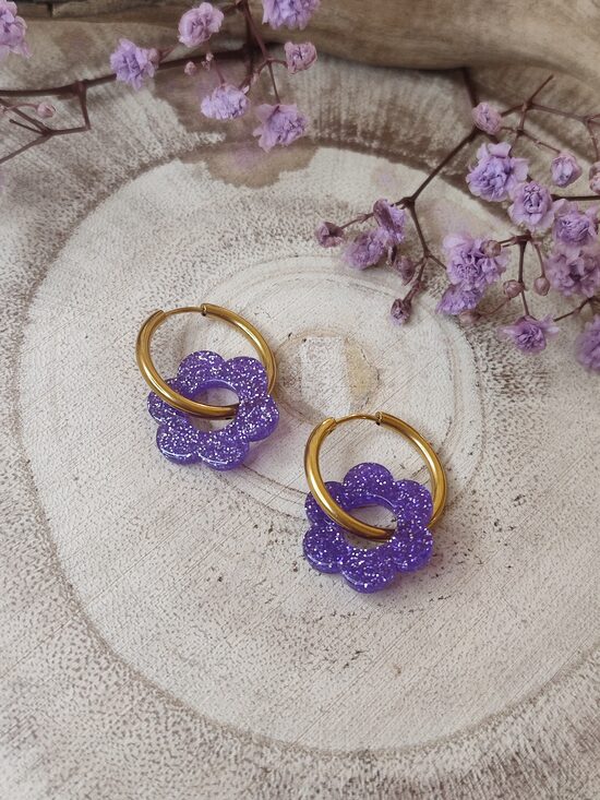Boucles d'oreilles minis fleurs 💜