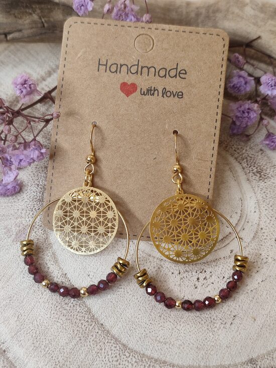 Boucles d'oreilles créoles acier inox et perles 🫦