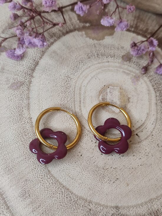 Créoles mini fleurs bordeaux 🫦