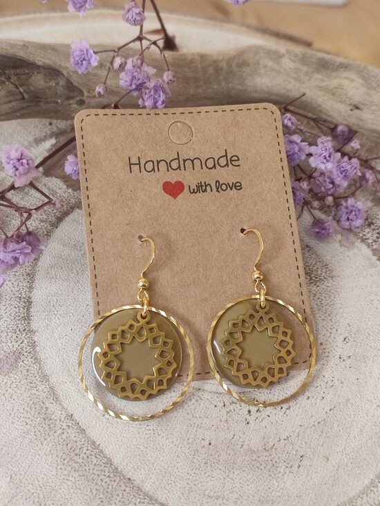 Boucles d'oreilles tons kaki 🫦