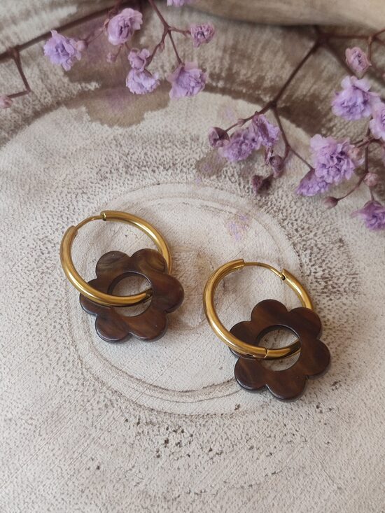 Créoles mini fleurs marron 🤎