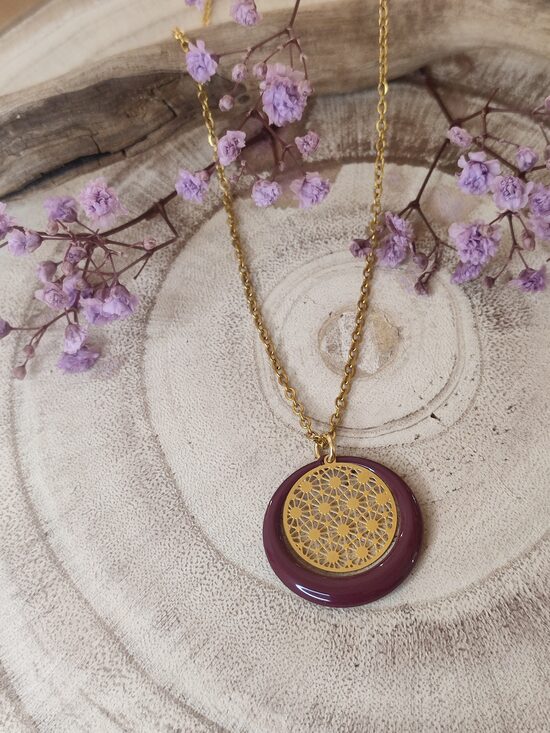 Collier acier inoxydable bordeaux 🫦