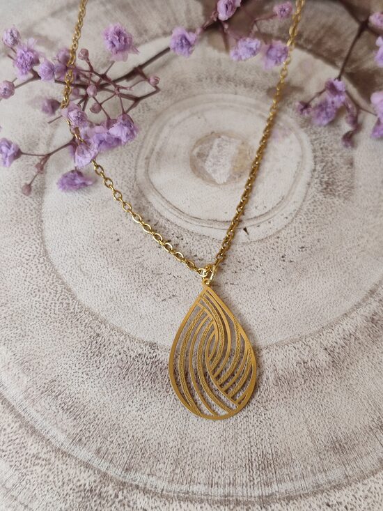 Collier en acier inox doré réf.C808