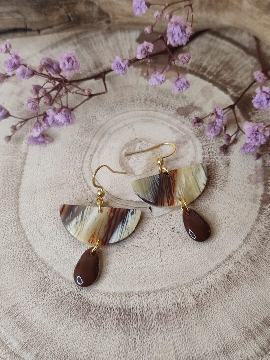 Boucles d'oreilles acier et acétate 🤎🤍