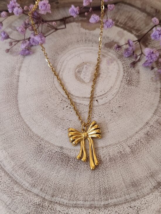 Collier noeud en acier inox doré réf.C709