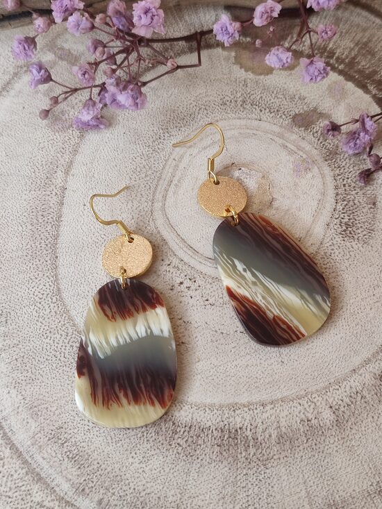 Boucles d'oreilles en acier inox et acétate 🤎