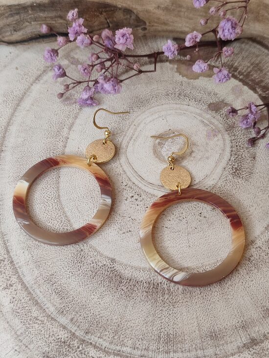 Boucles d'oreilles acier et résine d'acétate 🤎