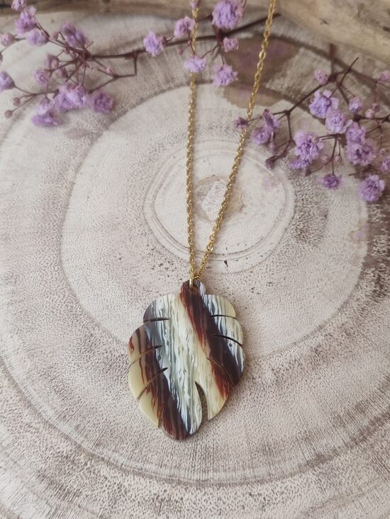 Collier acier inox et résine d'acétate 🤎