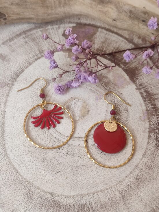 Boucles d'oreilles dépareillées acier inox ❤️ réf.B894