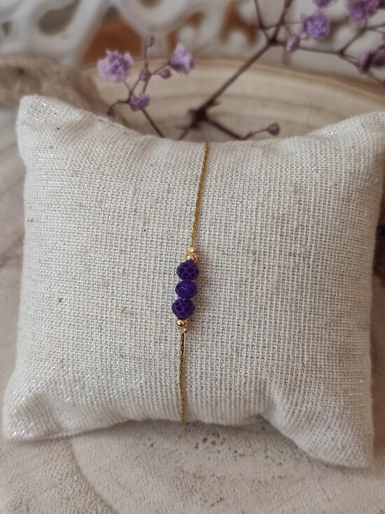 Bracelet en acier inoxydable doré violet 💜 réf.B655