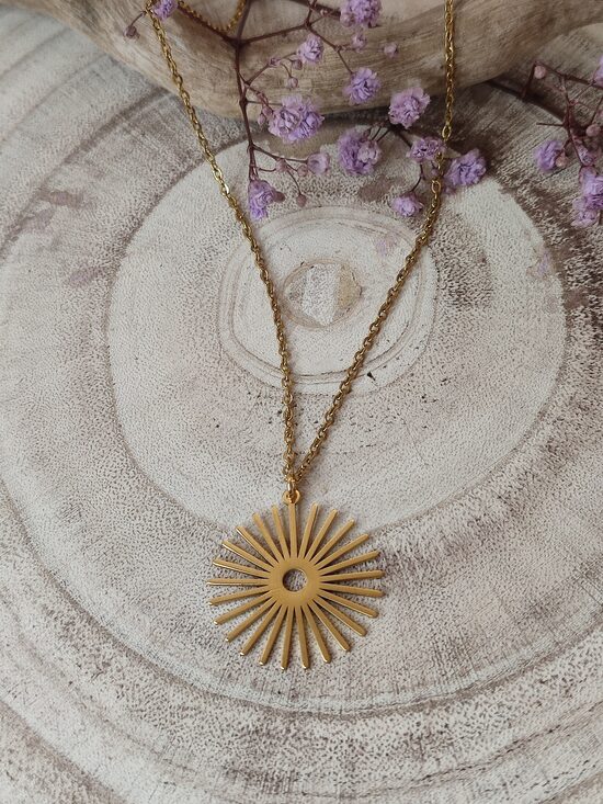 Collier en acier inoxydable doré ☀️ réf.C193