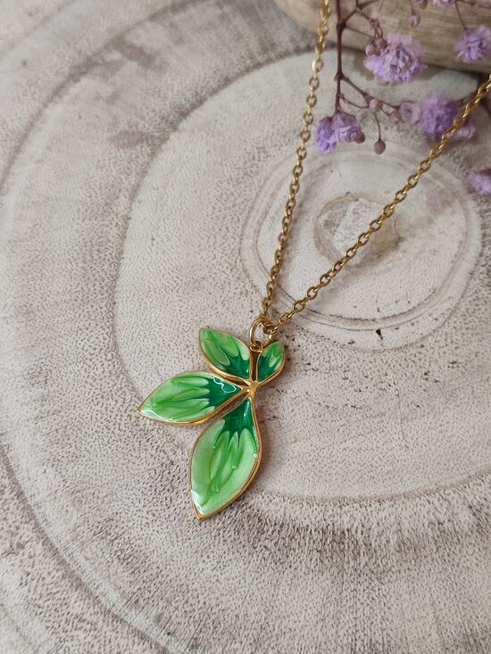 Collier acier inoxydable doré 💚 réf.C609