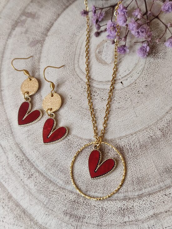 Parure coeur acier inoxydable et laiton 💔 réf.P1249