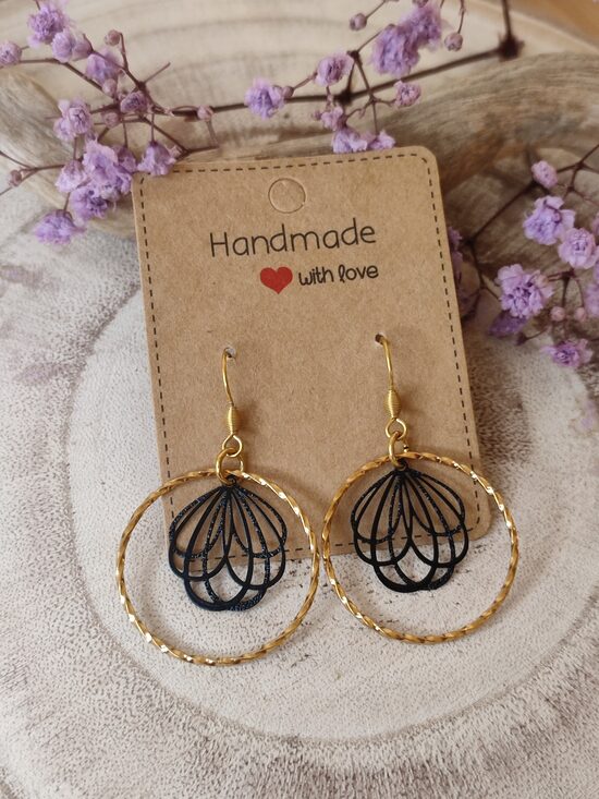 Boucles d'oreilles acier et métal peint noir 🖤