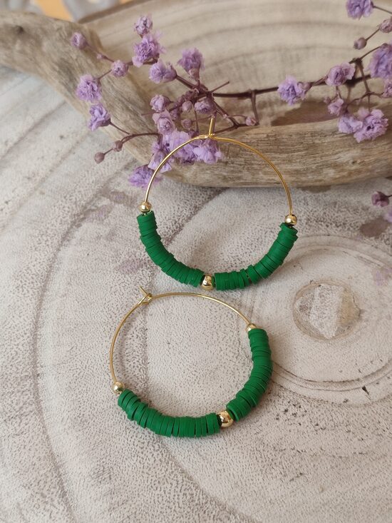 Créoles acier et ses perles heishi 🫦