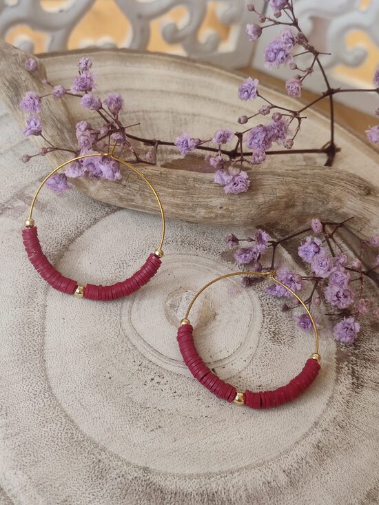 Créoles acier et ses perles heishi 🫦