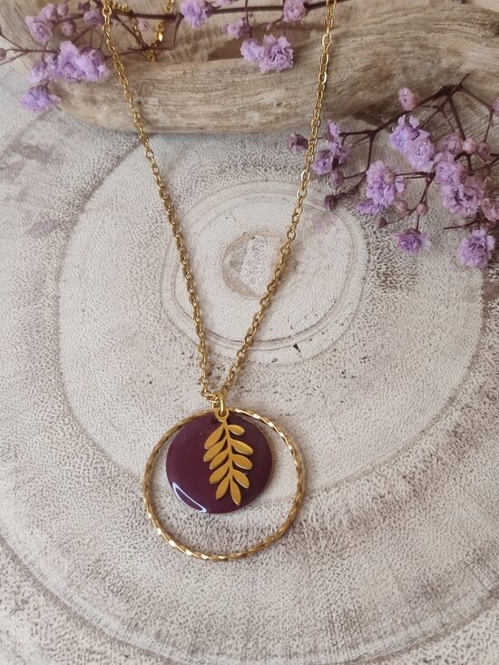 Collier acier inoxydable bordeaux 🫦