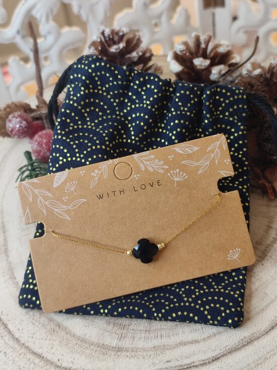 Bracelet acier inoxydable et son pochon 🖤 idée cadeau 🎀 réf.P1124
