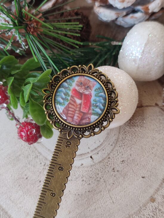 Marque-pages et son cabochon chat de Noël 🎄 réf.M746