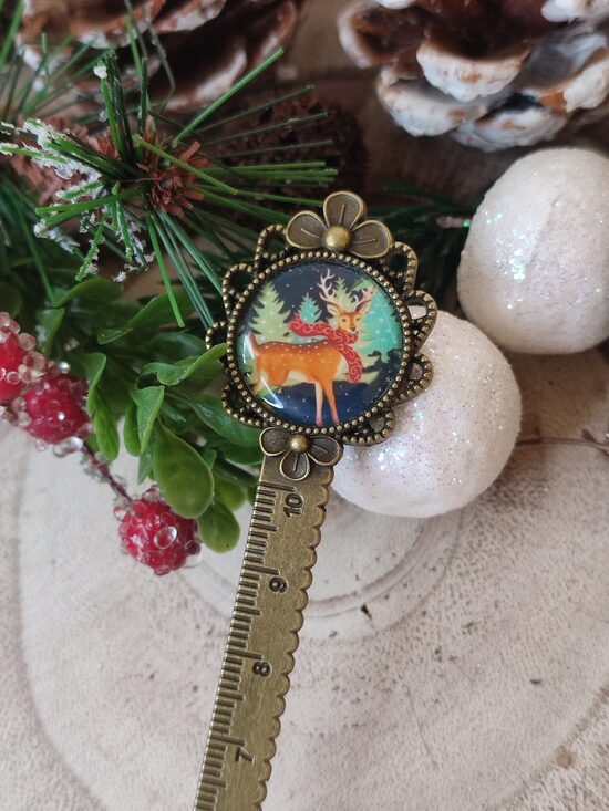 Marque-pages et son cabochon cerf de Noël 🦌 réf.M1132