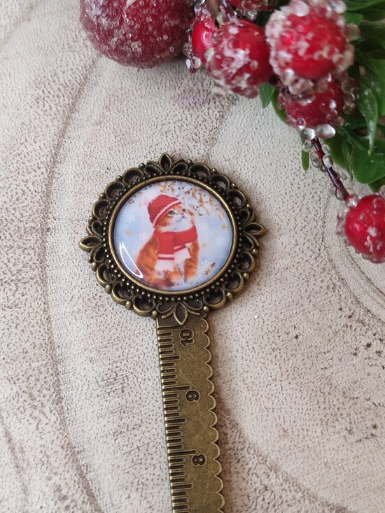 Marque-pages et son cabochon chat de Noël 🐱réf.M1133