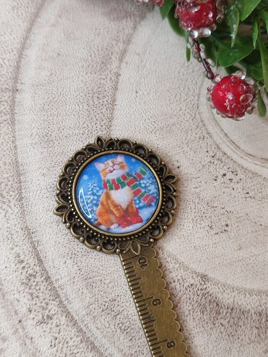 Marque-pages et son cabochon chat de Noël 🐱