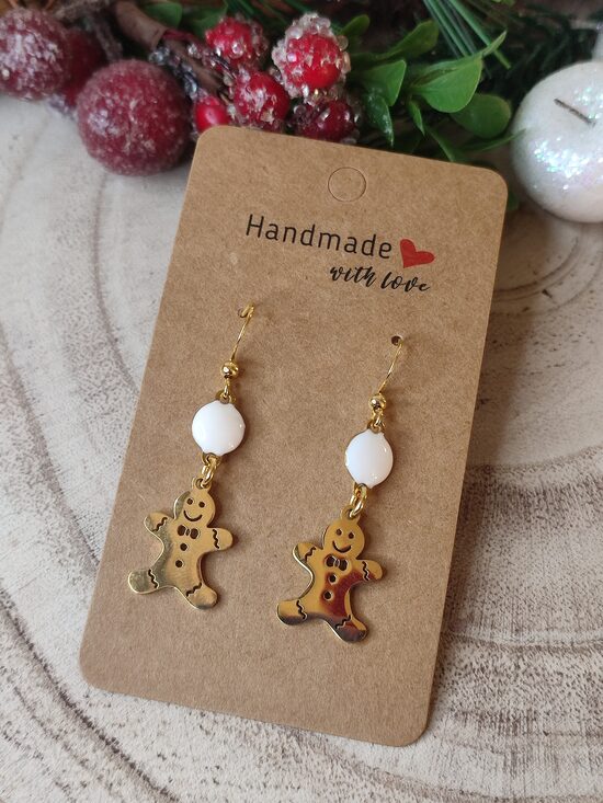 Boucles d'oreilles bonhomme de pain d'épice acier inox 🤍 réf.N1186