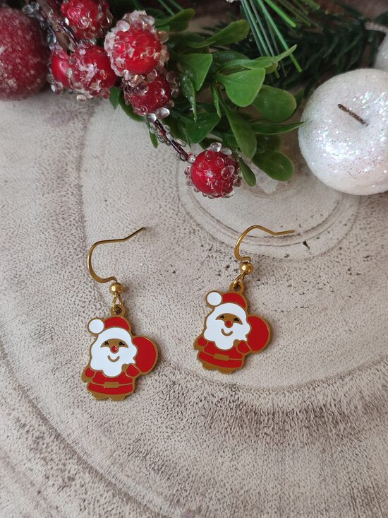 Boucles d'oreilles Père-Noël 🧑‍🎄 100% acier inoxydable réf.B770