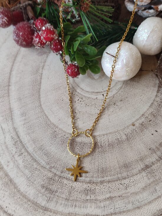 Collier en acier inoxydable doré ✨ réf.C1151