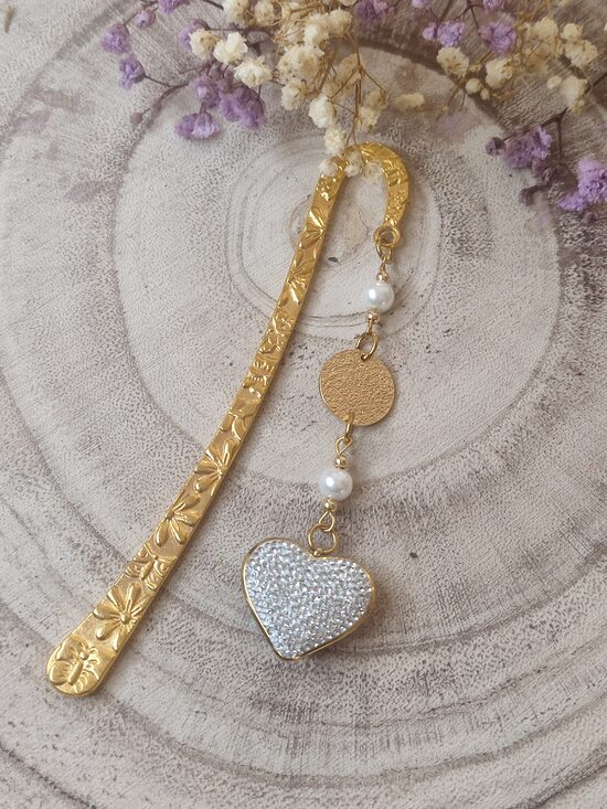 Marque-pages et son cœur strass 🤍 réf.C7B