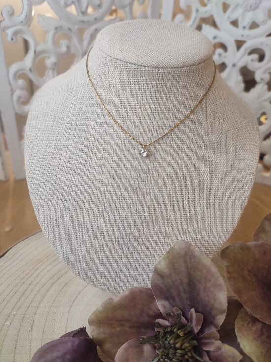 Collier ras-de-cou acier et son pendentif strass en acier inoxydable ✨