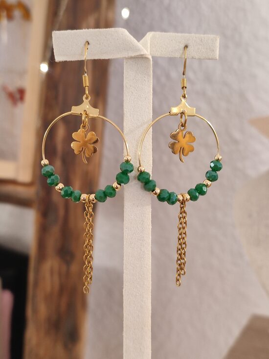 Boucles d'oreilles créoles acier inox 💚🍀 réf.C10A