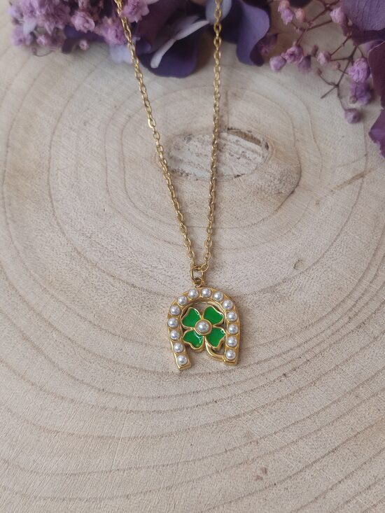Collier en acier inoxydable porte-bonheur 🍀