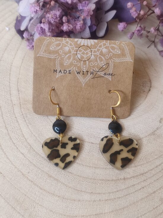 Boucles d'oreilles coeurs léopard 🖤🤎 réf.C8K