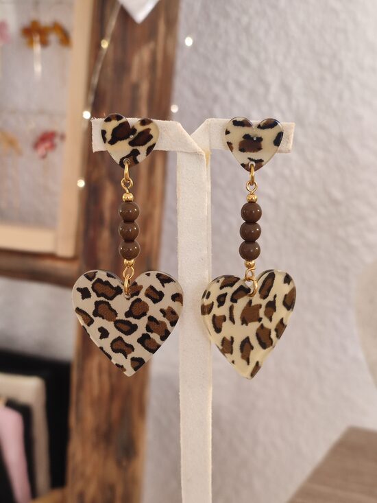 Grandes boucles d'oreilles coeurs léopard 🖤🤎 réf.C8M