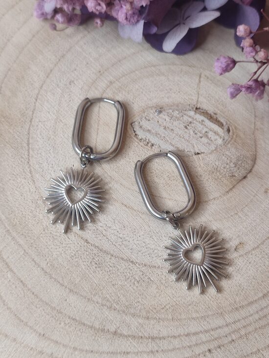 Boucles d'oreilles en acier inox argenté réf.B743 