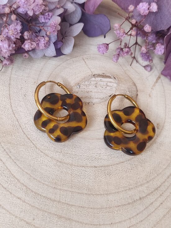 Boucles d'oreilles fleurs 🤎🖤 réf.C4Q