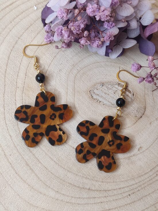 Boucles d'oreilles fleurs léopard 🖤🤎 réf.C8P